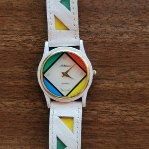 St Bernard Japan Movement Quartz Ladies Wristwatch White Red Green Blue Yellow